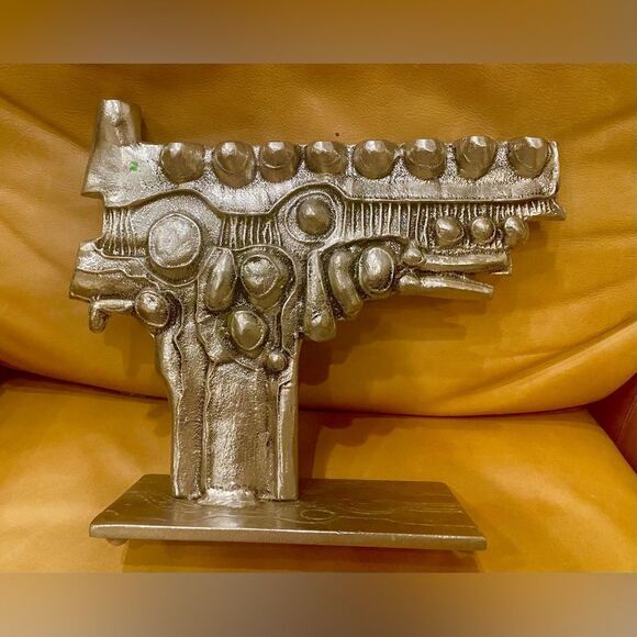 MCM Menorah Candleholder Judaism Donald Don Drumm Brutalist Aluminum Ra… - Picture 6 of 6